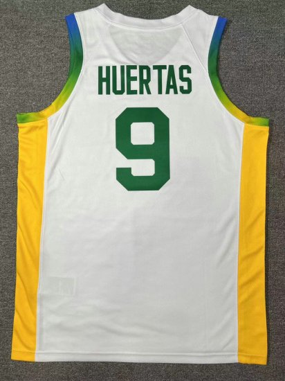 9 Huertas 2024 Olympics Brazil Team Basketball Jersey White